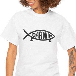 Darwin Ichthys Fish Evolution T Shirt Gen X Science Humor Atheist Parody Retro Skeptic Graphic Tee