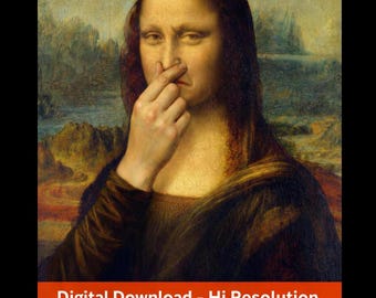 Mona Lisa hält ihre Nase - Stinkende lustige Badezimmer Restroom Wandkunst