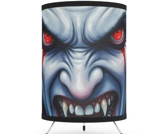 Gothic Vampire Table Lamp: Spooky Halloween Decor, Tripod Base