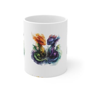 Dragon Mug 11oz - Cute and Mystical Dragons, Fantasy Coffee Cup, Magical Tea Mug, Animal Lover Gift, Mythical Creature Drinkware, Unique