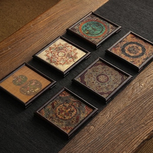 Bambus Dunhuang Untersetzer, im chinesischen Stil Vintage hitzebeständige Pad, Teekanne Tablett, Zen-Tee-Dekor