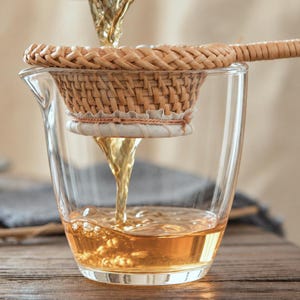 手織りラタン製茶こし（スタンド付き）、茶葉フィルター、工夫茶アクセサリー