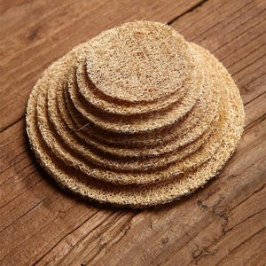 Handmade Natural Loofah Cup & Teapot Coaster ,Heat-Resistant and Eco-Friendly, Chinese Intangible Cultural Heritage Craft