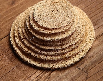 Sottobicchiere per tazza e teiera in luffa naturale fatto a mano, resistente al calore ed ecologico, artigianato del patrimonio culturale immateriale cinese