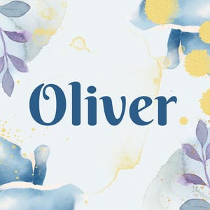 Personalized name Oliver in watercolor style.