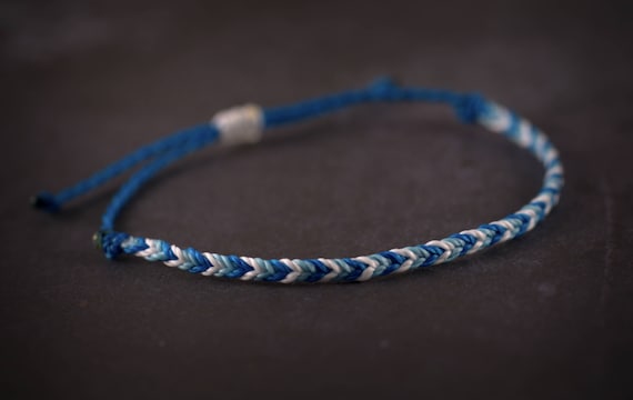 Blue and White Mini Braided Bracelet Surf Jewelry Etsy Ireland