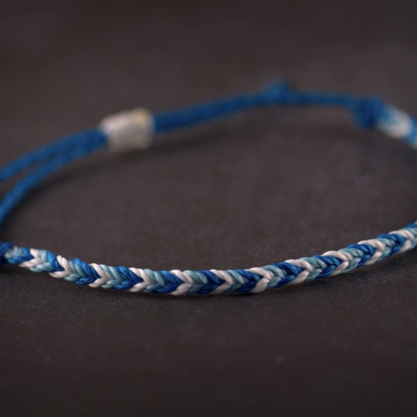Blue and white mini braided bracelet surf jewelry