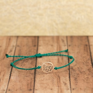 Boho chic waterproof bracelet with butterfly charm, Jade green, layering bracelet, beach jewelry, adjustable, surf bracelet