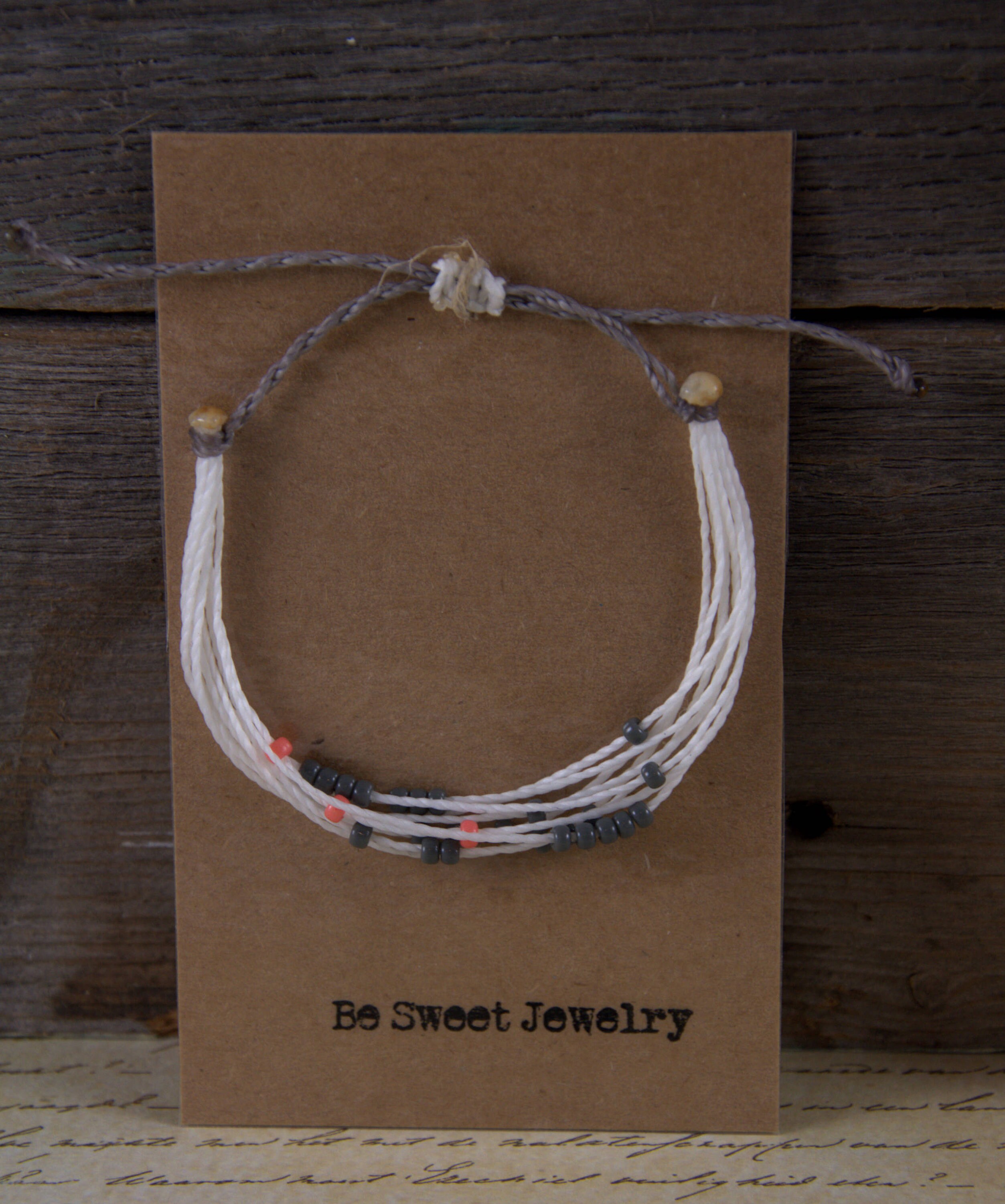 String Bracelet gray and white surfer bracelet gray and Etsy