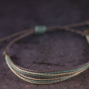 String Bracelet, gray, mint and pastel yellow surfer bracelet, wax bracelet, beach jewelry, adjustable bracelet, surf jewelry