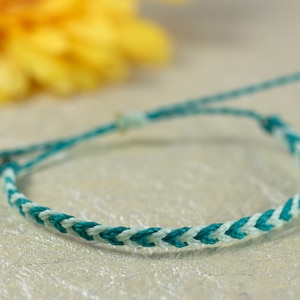 Jade and baby mint fishtail braided bracelet surf jewelry, waterproof bracelet, beach bracelet