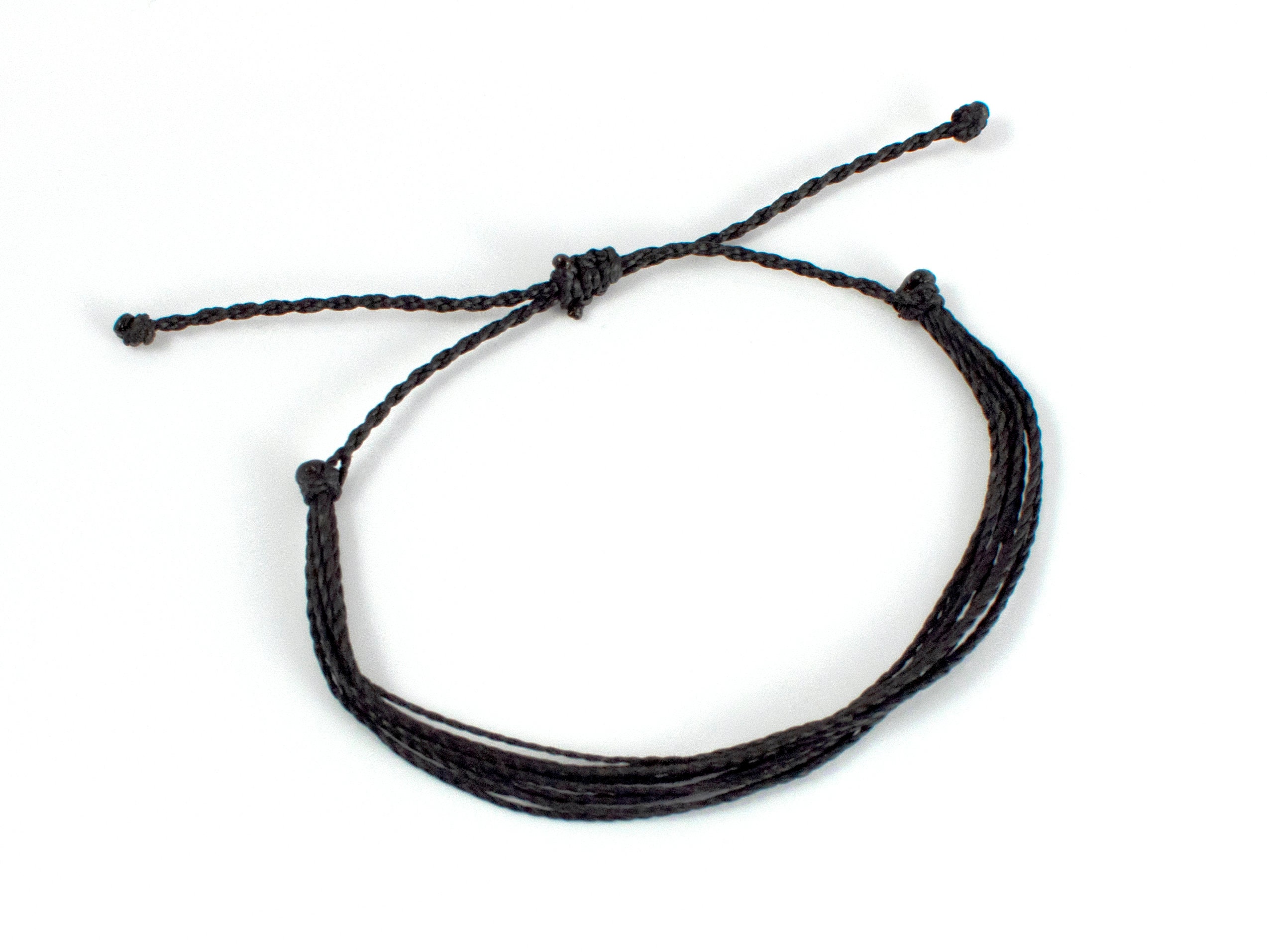 Black String Bracelet, Waterproof, Surf Jewelry, Pura Vida Style