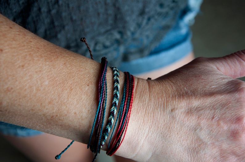 blue and pink surfer bracelet wax bracelet surf jewelry dark blueblack adjustable bracelet beach jewelry String Bracelet