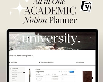 Academic Notion Planner | University Student Digital Study Tracker (Digital Download)