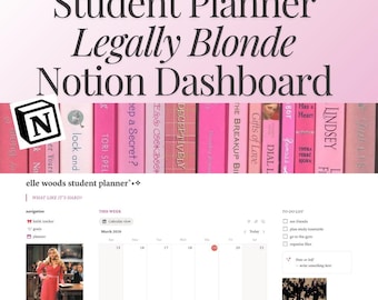 Elle Woods Notion Student Planner | Legally Blonde Template | Pink Aesthetic Academic Dashboard for College & Law School