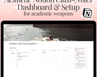 Student Class and Lecture Template for Notion | Student Digital Notetaking Planner and Study Dashboard