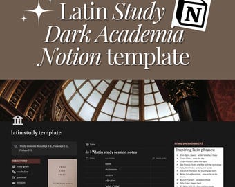 Dark Academia Latin Study Notion Template: Student Planner