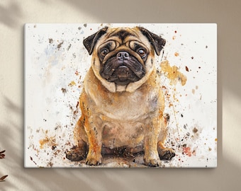 Pug Dog Art Canvas, Painterly Style, Expressive Pug Wall Art, Modern Dog Decor, Fine Art Dog Portrait, Pug Lover Gift