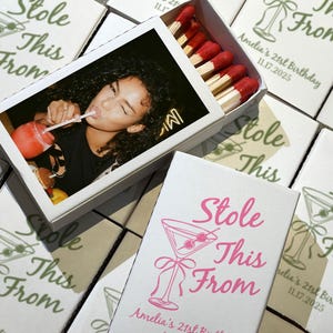 Stole This From Martini Matchboxes, Personalized Photo Birthday Matches, Fun Party Favors for Wedding, Birthday, Housewarming, Apartment Use
