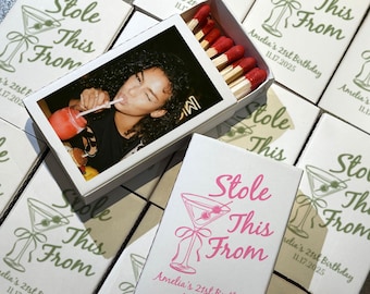 Stole This From Martini Matchboxes, Personalized Photo Birthday Matches, Fun Party Favors for Wedding, Birthday, Housewarming, Apartment Use
