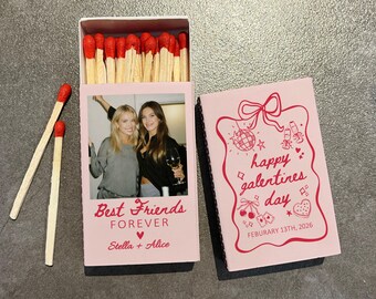 Happy Galentine’s Day Matchbox, Custom Photo Matchbox, Best Friend Gift, Pink Valentine Party Favor, Bridesmaid Proposals Matches Favor