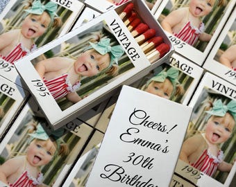 Happy 30th Birthday Photo Matchbox/Vintage 30th Face Matches Party Favor/Personalized Gift Box with Picture/Retro Birthday Celebration Decor