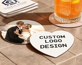 Custom Logo Coasters, Personalized Drink Coaster for Wedding, Corporate Events, Birthday, Anniversaries & Parties, Business Branding Coaster