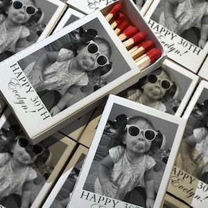 Custom Face Photo Match boxes for Birthday, 30th Birthday Party Favors, Personalized Retro Matches with Picture, Unique Birthday Decorations