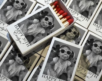 Custom Face Photo Match boxes for Birthday, 30th Birthday Party Favors, Personalized Retro Matches with Picture, Unique Birthday Decorations