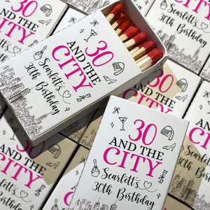 Personalized 30 and the City Matchboxes, NYC Themed 30th Birthday Favors, Glam City Party Matches, Custom the City Bachelorette Matchbook