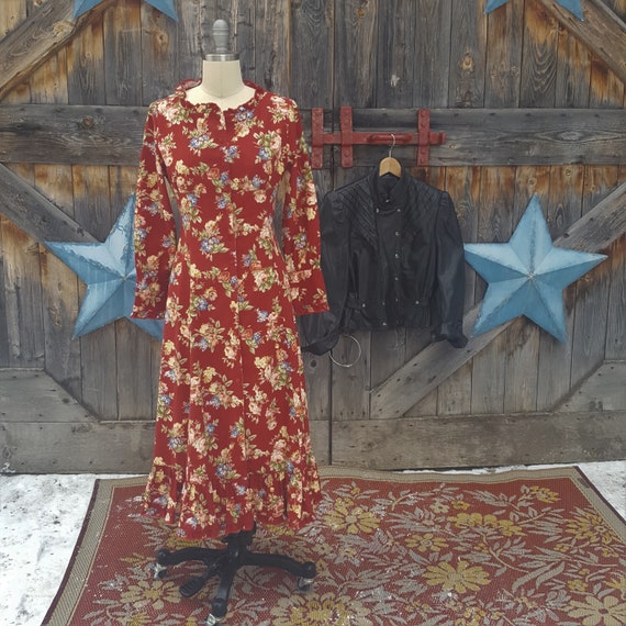 Floral, 1990's, corseted, prairie dress