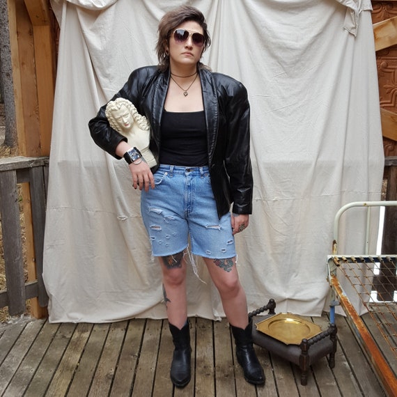 1980's, sexy black leather jacket, by Danier