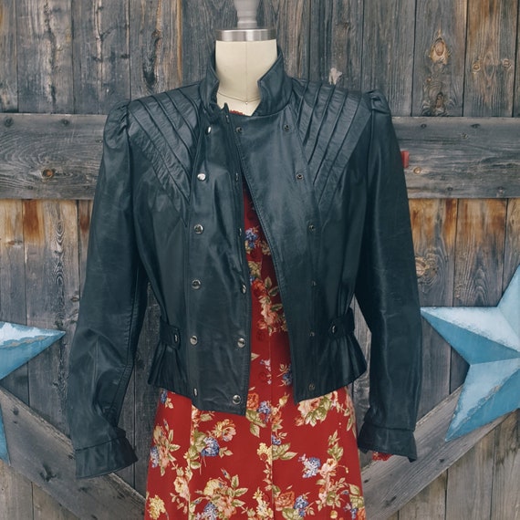 1970's black leather jacket, glam rock