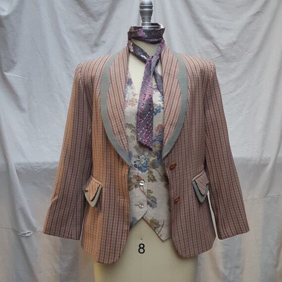vintage, checked, wool blazer