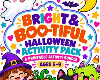 Halloween Activity Pack for Kids, 18-Page Printable Games & Coloring, Ages 5-9