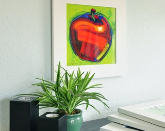 Framed Print-Red Apple-10X10-Modern Fine Art
