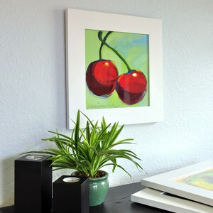 Framed Print-Red Cherries-10X10-Modern Fine Art image 1