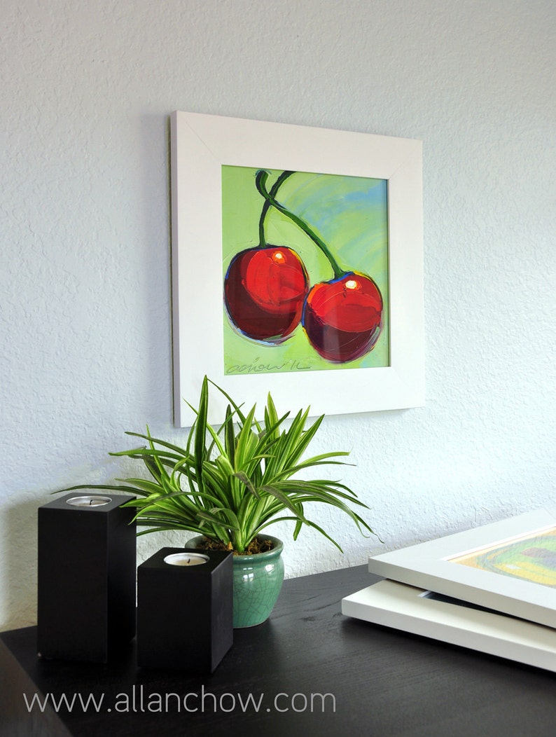 Framed Print-Red Cherries-10X10-Modern Fine Art image 1