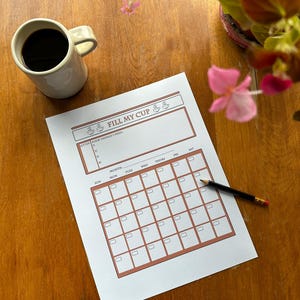 Tracker giornaliero per la cura di sé stampabile, calendario per la cura di sé, pianificatore del benessere, download immediato in PDF, riempi la mia tazza, salute, felicità