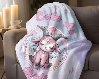 Pastel Baby Baphomet Sherpa Blanket: Gothic Nursery Decor