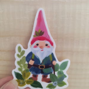Woodland Fantasy Whimsical Garden Gnome Sticker, Scrapbooking, cottagecore decoration, paper crafts, artwork sticker.
