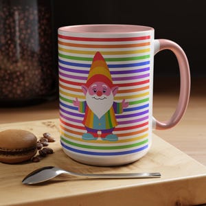 Becher, Regenbogenzwerg Akzent-Kaffeetasse mit wählbarer Innenfarbe, Bunte Keramiktasse, Küchendekoration, Teetasse, Geschenk für Kaffeeliebhaber,