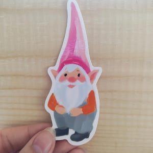 Woodland Fantasy Whimsical Garden Gnome Sticker, Scrapbooking, cottagecore decoration, paper crafts, artwork sticker.
