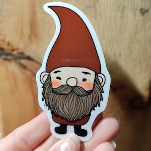 Woodland Fantasy Whimsical Garden Gnome Sticker, Scrapbooking, cottagecore decoration, paper crafts, artwork sticker.