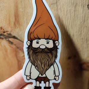 Woodland Fantasy Whimsical Garden Gnome Sticker, Scrapbooking, cottagecore decoration, paper crafts, artwork sticker.
