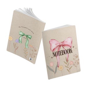 Floral Bow Softcover Journal, Inspirujący notatnik na myśli i pomysły, Planer 2025, Prezent dla miłośnika natury, Ekologiczne artykuły piśmiennicze