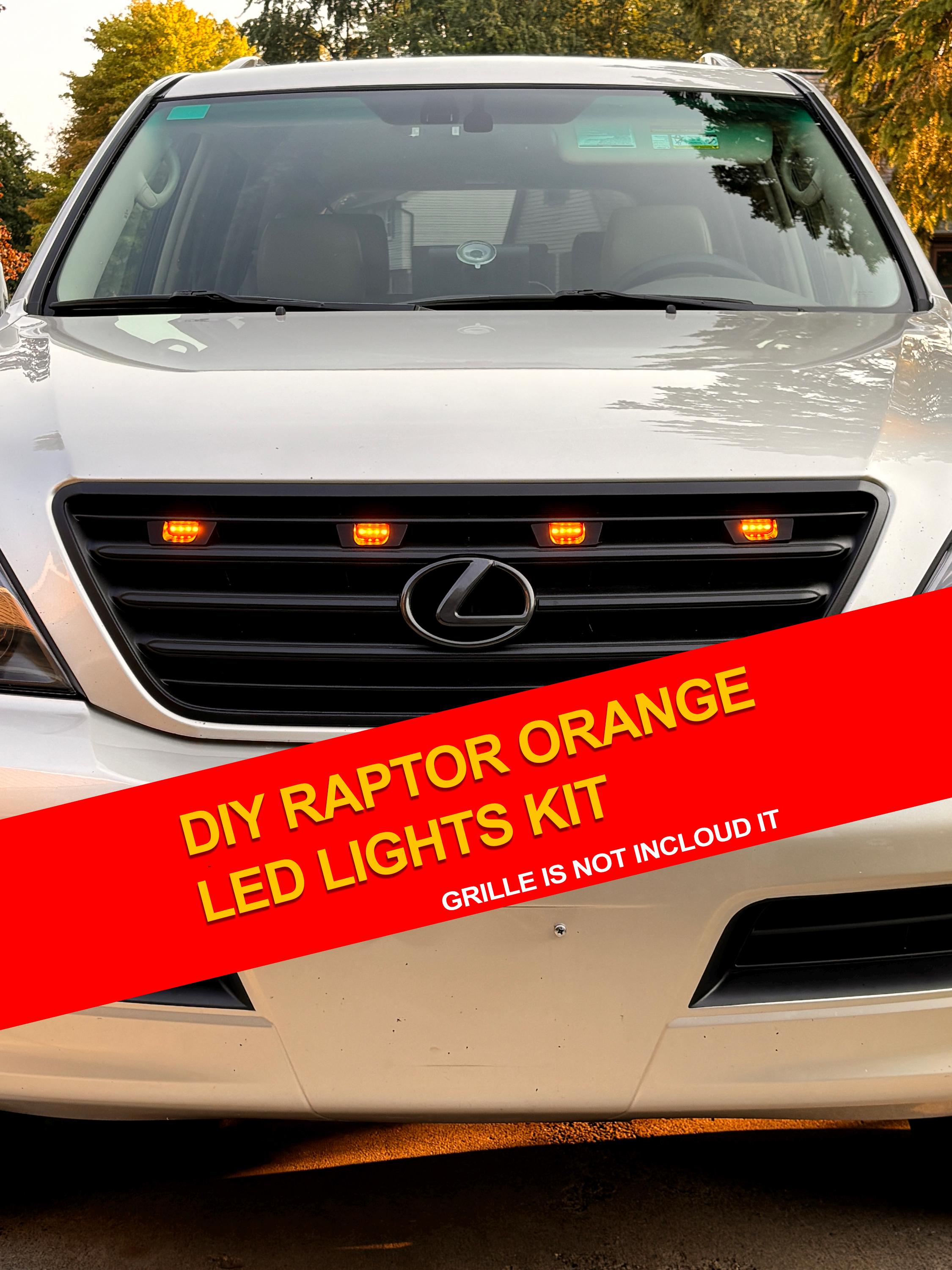 thumbnail image 2 of LED Grill Light Kit – RAPTOR Style For Lexus GX 470 (Amber Marker Lights) 2 of 4