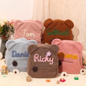 Teddy Bear Backpack,Preschool Toddler backpack, Custom name backpack, Children's Backpack with name, Personalized Fluffy Teddy Kids Backpack