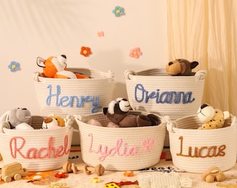 Personalized Baby Shower Gift Basket, Rope Cotton Baby Gift Basket, Baby Gift Basket, Toy Basket, Newborn Gift, Baby Name Gift,Easter Basket