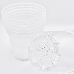 Clear pots 5 pack | 3/4/5 inch clear nursery pots | transparent plastic pots | bottom drainage | round pots |